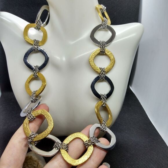 Silver and gold link statement necklace‎ - Picture 2 of 2